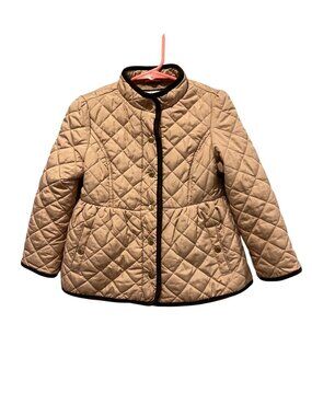 Janie and Jack Khaki Quilted Peplum Jacket, 3-4 yrs